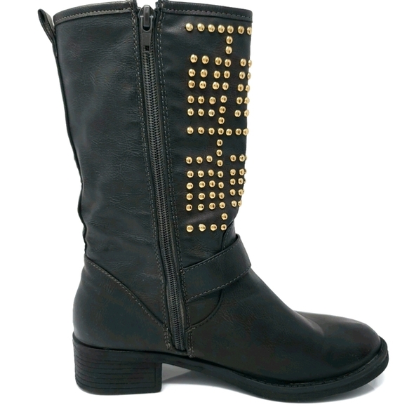 JustFAB ABIGAIL Studded Pleather Boots Size 6.5 - Picture 3 of 8